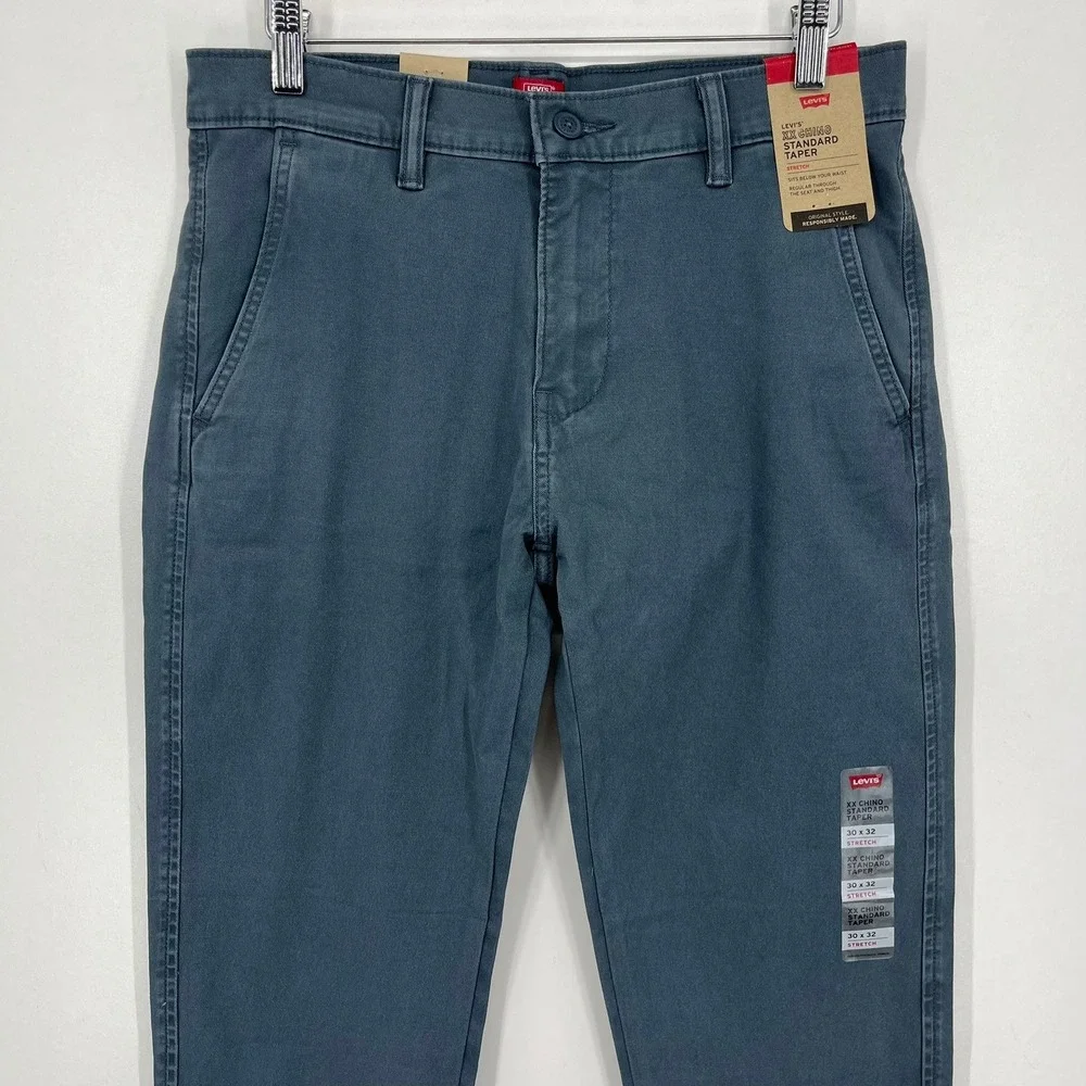 Levis XX Chino Standard Taper Pants Mens 30x32 Slate Blue Stretch 85226-0063 NWT